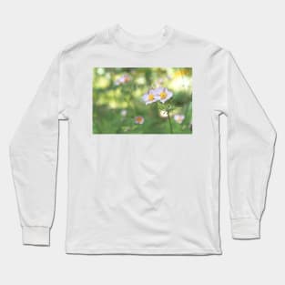 Pastel Pink Anemone Flowers and Happy Sunshine Long Sleeve T-Shirt